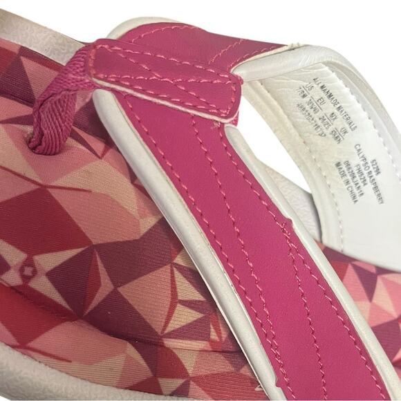 ATHLETECH Pink and White Memory Foam Calypso Raspberry Flip Flops Women's Sz 7/8 - Picture 7 of 7